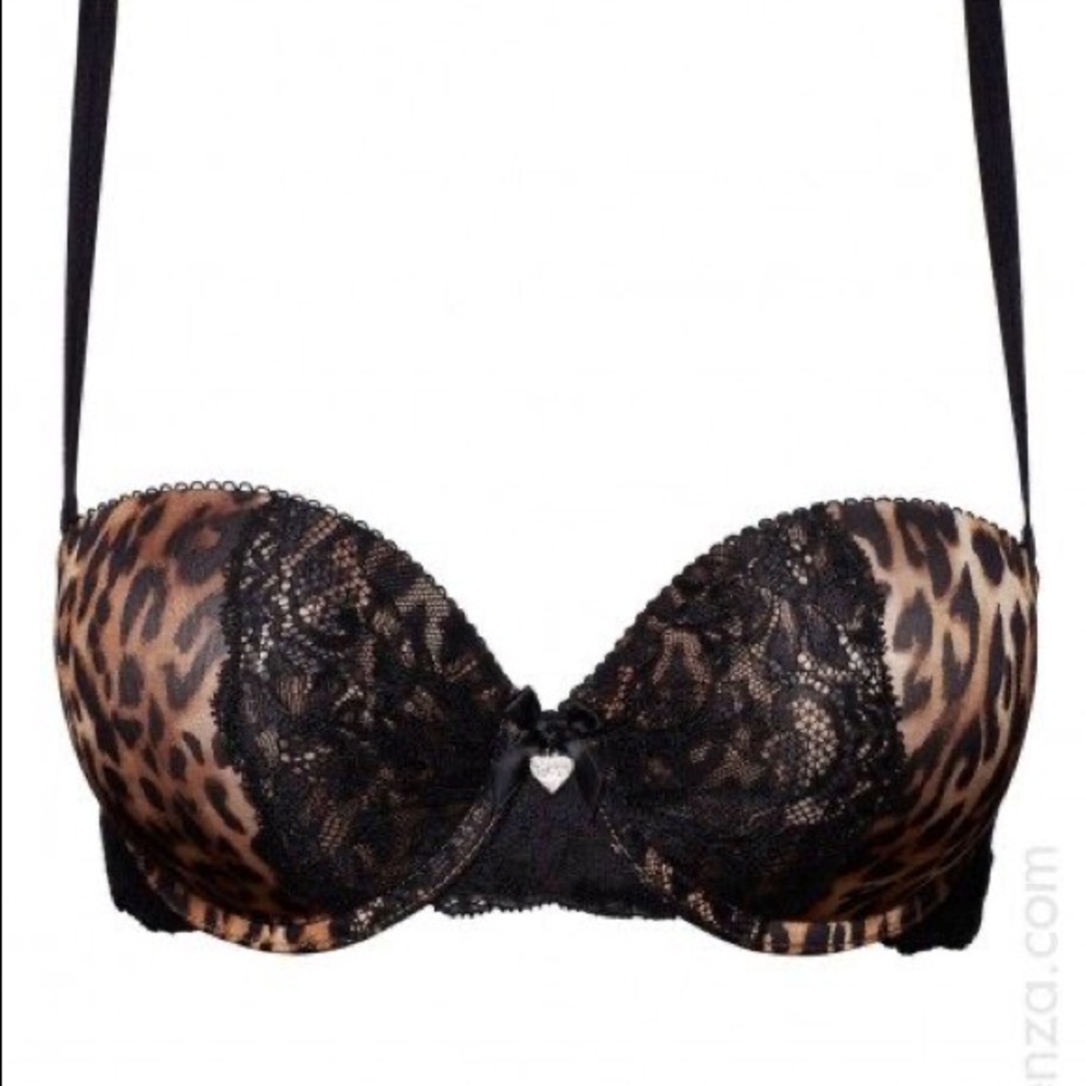 La SENZA Leopard print black lace Push up Bra 32C